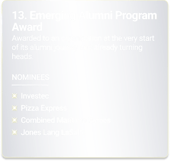 Emerging Alumni Program Award - Awarded to an organization at the very start of its alumni journey and already turning heads.