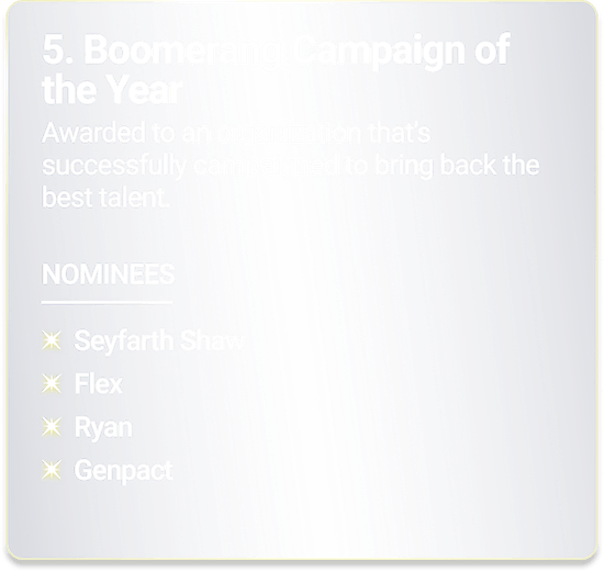 Boomerang Campaign of the Year - Awarded to an organization that’s successfully campaigned to bring back the best talent.