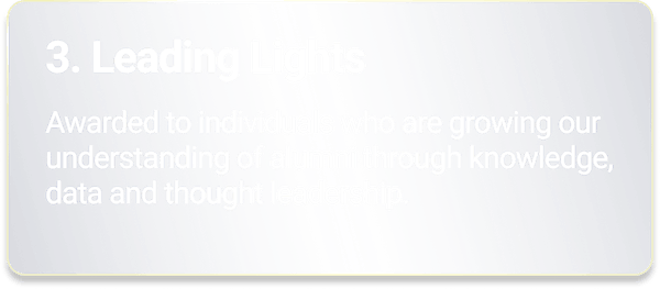 Leading Lights - Awarded to individuals who are growing our understanding of alumni through knowledge, data and thought leadership.